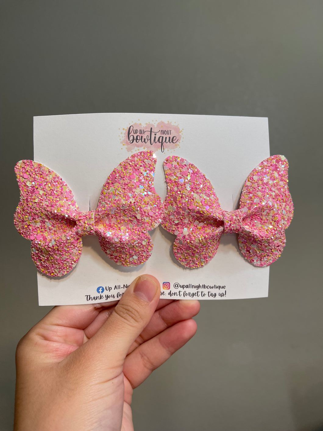 Pink & Yellow Mixed Glitter Butterfly Set