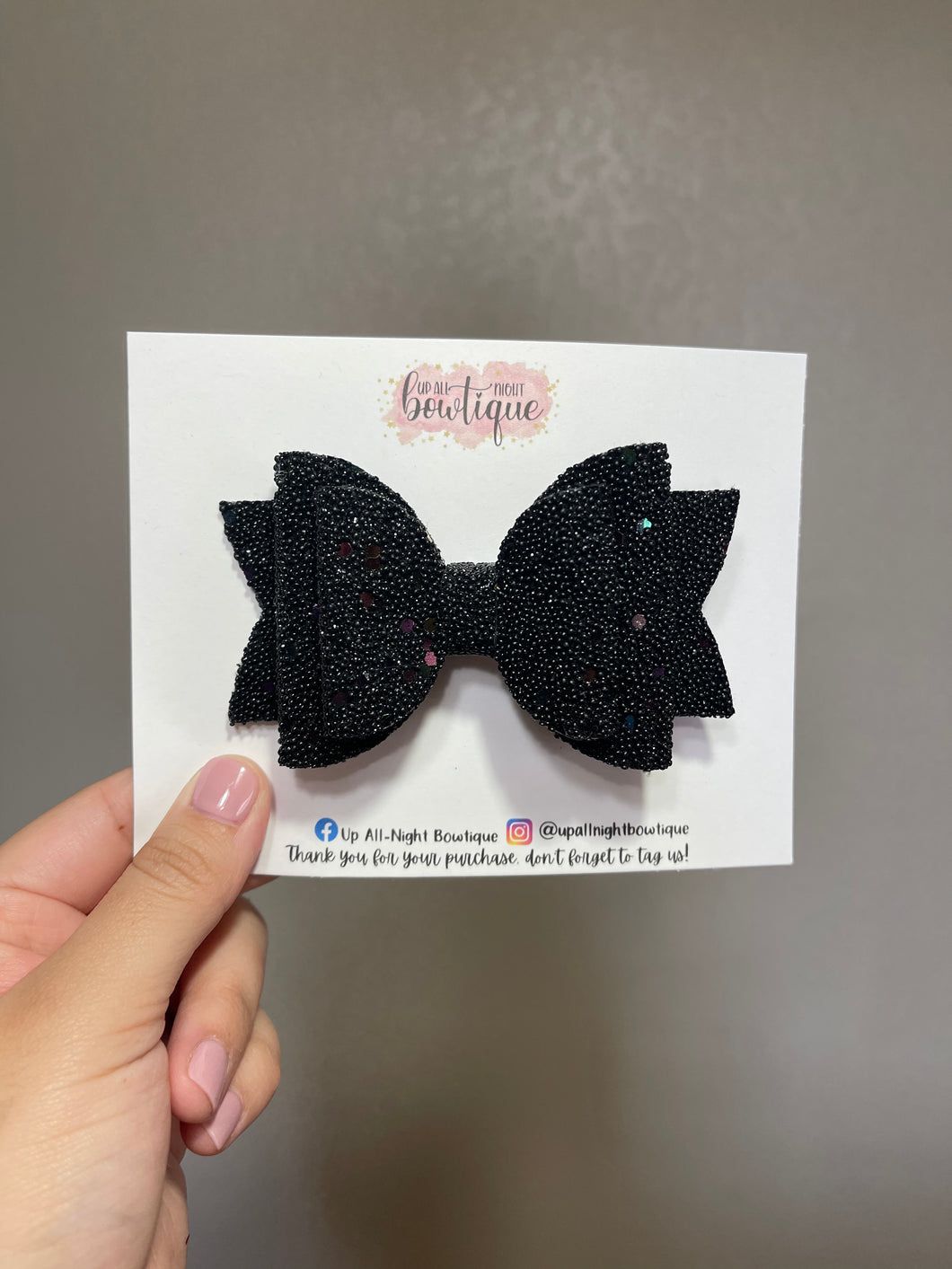 Black Beaded with Iridescent Confetti